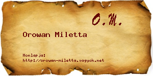 Orowan Miletta névjegykártya